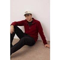 WOVCOR Men's Men's Half Zip Fleece Sweatshirt in Burgundy | Size: Small