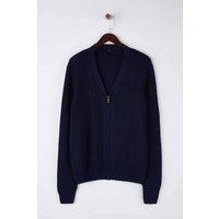 WOVCOR Men's Men's Zip Through Knitted Cardigan in Navy | Size: XL