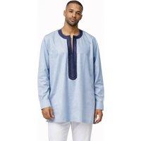 JTAPHRIQUE Men's Men's Traditional Embroidered Tunic Top in Light Blue | Size: Large