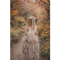 UK Flower Girl Boutique Ophelia Couture Occasion Set in Fawn | Size: 11-12 Years
