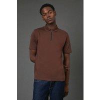 Burton Men's Chocolate Zip Neck Polo Shirt | Size: Large