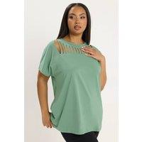 Yours Women's Slash Detail Top in Light Green | Size: 30-32