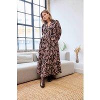 Evans Women's Floral Midi Shirt Dress in Chocolate | Size: 20