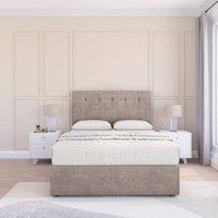 Sloomy Cambridge Plush Divan Set No Drawers - 26 Headboard-12 Footboard in Stone | Size: Small Double