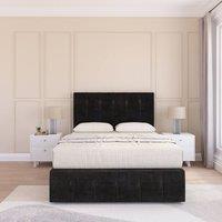 Sloomy Cambridge Plush Divan Set No Drawers - 54 Headboard-12 Footboard in Black | Size: Small Single