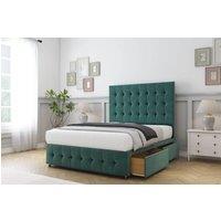 Sloomy Berlin Plush Divan Set 2 Drawers-26 Headboard-Footboard in Emerald | Size: Small Double