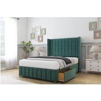Sloomy Melbourne Plush Divan Set No Drawers-54 Wingback-Footboard in Emerald | Size: Super King