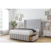 Sloomy Melbourne Plush Divan Set No Drawers-54 Wingback-Footboard in Silver | Size: Small Single