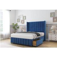 Sloomy Melbourne Plush Divan Set No Drawers-54 Wingback-Footboard in Blue | Size: Super King