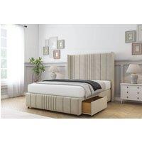 Sloomy Hargrave Plush Divan Set No Drawers-54 Wingback-Footboard in Cream | Size: Super King