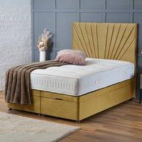 BSSPOKE Maria Ottoman Divan Bed Plush Velvet 54 Headboard & No Mattress in Mustard | Size: Single
