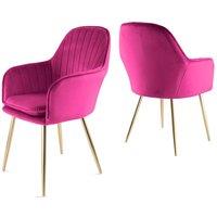Genesis Muse Velvet Accent Chairs Pair Upholstered Modern Chairs with Backrest in Fuchsia | Size: 2 Pack