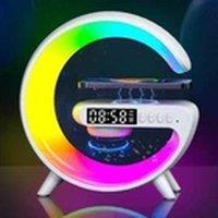 EONLION White Wireless Charger Bluetooth Speaker RGB Alarm Clock Night Light