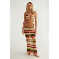 NastyGal Women's Ombre Stripe Triangle Bikini & Maxi Skirt Set in Orange | Size: 6