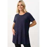 Yours Women's Diamante Embellished Top in Dark Navy | Size: 22-24