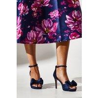 Coast Women's Tala Satin Structured Bow High Heel Platform Sandals in Navy | Size: 5