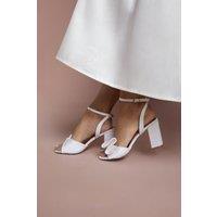 Coast Women's Bridal Tina Satin Soft Ruffle High Block Heel Sandals in Ivory | Size: 5