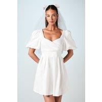 Coast Women's Puff Sleeve Full Skirted Mini Dress With Tie Back in Ivory | Size: 14