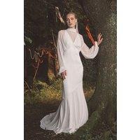 Coast Women's Chiffon Overlay Bohemian Long Sleeve Maxi Wedding Dress in Ivory | Size: 8
