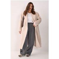 NastyGal Women's Premium Oversized Wool Blend Maxi Coat in Neutral | Size: 8