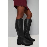 Good For the Sole Women's : Cranberry Wide fit Buckle Detail Riding Boots in Black | Size: 4