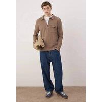 WOVCOR Men's Men's Half Zip Collared Sweatshirt with Chest Pocket in Light Brown | Size: XL