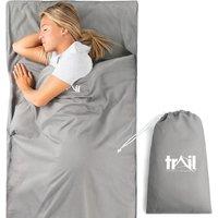 Trail Outdoor Leisure Sleeping Bag Liner Single Adult Envelope Rectangle Lightweight With Pillow Slot in Grey
