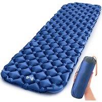 Trail Outdoor Leisure Lightweight Sleeping Mat Ultra Light Inflatable Camping Air Pad Waterproof 5.5cm in Blue