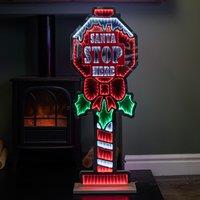 Samuel Alexander Light up Santa Stop Here Sign Christmas Infinity Decoration with LEDs