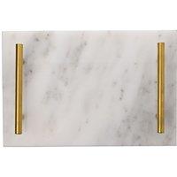 Hestia Marble Tray with Metal Handle - White