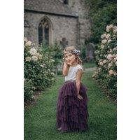 UK Flower Girl Boutique Ophelia Couture Occasion Set in Plum | Size: 9-10 Years