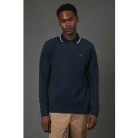 Maine Men's Navy Long Sleeve Pique Polo Shirt | Size: 2XL