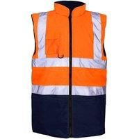 MyShoeStore Men's Two Tone Hi Vis Reversible Waterproof Fleece Gilet Body Warmer in Orange | Size: 5XL