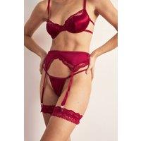 NastyGal Women's Satin Lace Detail Lingerie 3 Piece Set in Red | Size: Large