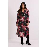 Dorothy Perkins Women's Petite Patchwork Floral Contrast Bow Detail Frill Printed Midaxi Dress | Size: 12