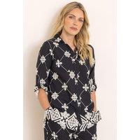 Klass. Women's Embroidered Cotton Blouse in Black | Size: 12