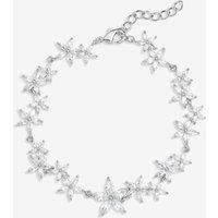 Jon Richard Women's Rhodium Plated Cubic Zirconia Mixed Floral Bracelet in Silver