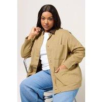 Yours Women's Woven Carpenter Jacket in Stone | Size: 20
