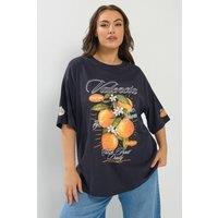 Yours Women's 'Valencia' Relaxed T-Shirt in Dark Navy | Size: 18