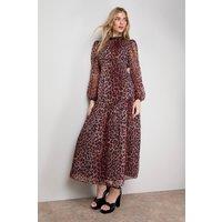 Oasis Women's Printed Dropped Curved Waist Long Sleeve Maxi Dress in Animal | Size: 8