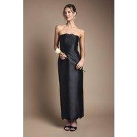 Coast Women's Scallop Detail Twill Column Bridesmaid Dress in Black | Size: 12