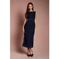 Coast Women's Bow Detail Round Neck Midaxi Dress in Navy | Size: 14