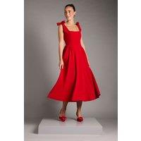 Coast Women's Sleeveless Crepe Midi Dress With Bow Detail Straps in Red | Size: 10