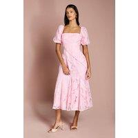 Coast Women's Petite Panelled Jacquard Midi Dress in Pink | Size: 8