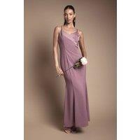 Coast Women's Strappy V Neck Satin Trim Bridesmaid Dress in Dusty Mauve | Size: 14