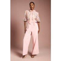 Coast Women's Puff Sleeve Printed Tie Detail Jumpsuit in Peach | Size: 18