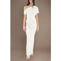 Coast Women's Satin Ruched Detail Off-The Shoulder Maxi Wedding Dress in Ivory | Size: 10
