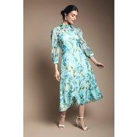 Wallis Women's Floral Organza Button Midi dress in Mint | Size: 16