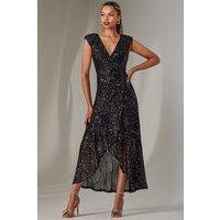 Jolie Moi Women's Sequin Ruffle Hem Maxi Dress | Size: 8