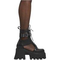 Lamoda Women's Busy Black Chunky Platform Ankle Boots Edgy Statement Footwear | Size: 4